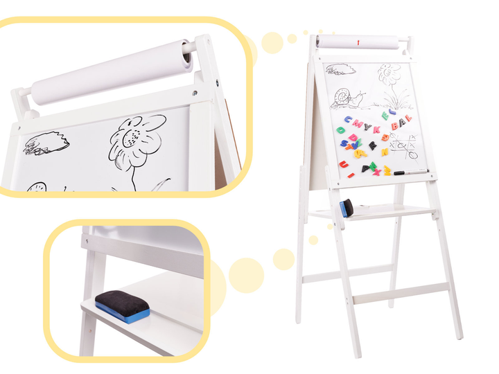 Tablica magnetyczna kredowa Ikonka dwustronna, drewniana, biała, duża XXL (5903039721944) - obraz 4