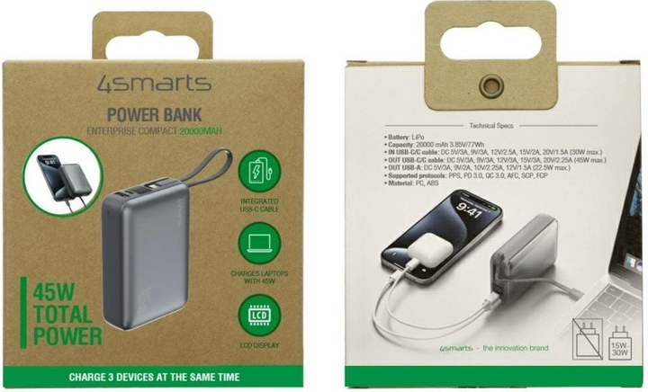 УМБ 4smarts Enterprise Compact 20000 mAh 45W Space Gray (4252011911011) - зображення 4