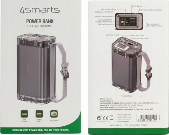 УМБ 4smarts Lucid Air 26800 mAh 65W Gray (4252011905591) - зображення 4