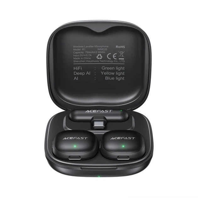 Комплект беспроводных петличных микрофонов ACEFAST R1 Type-C 750mAh Bluetooth 5.3 для стриминга и записи (9B30301A22C0) - Фото 1 Комплект беспроводных петличных микрофонов ACEFAST R1 Type-C 750mAh Bluetooth 5.3 для стриминга и записи (9B30301A22C0) - изображение 1