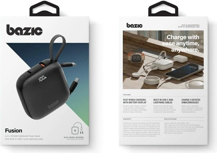 Powerbank Bazic by Energea Fusion 10000 mAh 20W Black (GPW-FUSN-BLK) - obraz 4