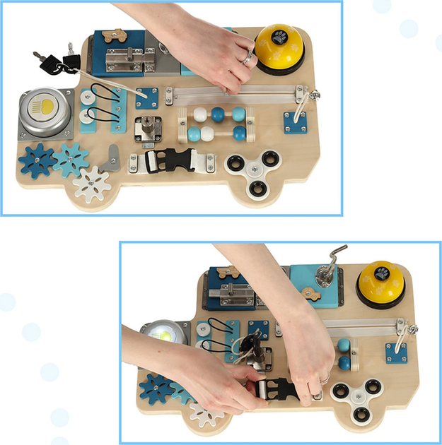 Tablica sensoryczno-manipulacyjna Ikonka LULILO Buso (5903039737167) - obraz 7