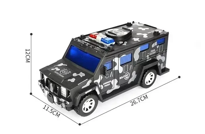 Дитяча обертова скарбничка-сейф для грошей Military car Safe Box з музикою у формі військової машини - зображення 5