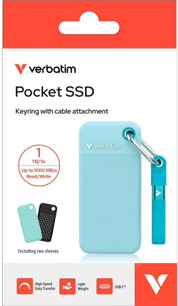 SSD диск Verbatim Pocket SSD 2ТВ USB 3.2 Gen 2 Type-C Blue (23942323259) - зображення 5