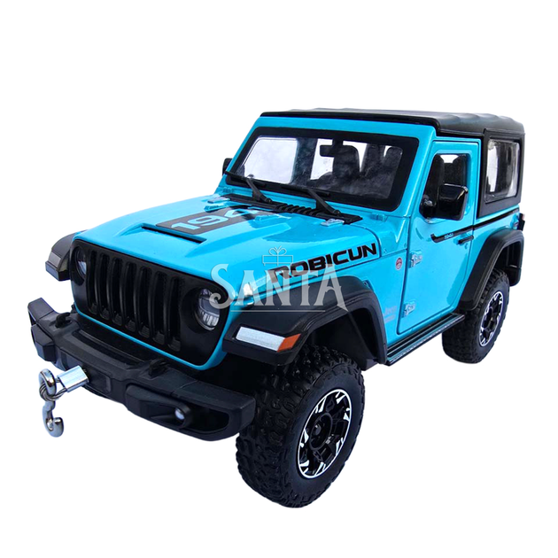 Машинка метал Jeep Wrangler Rubicon джип вранглер блакитний 1:24