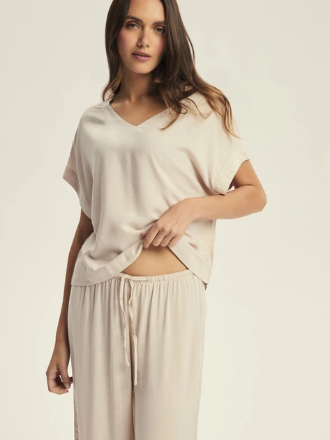 Піжама (футболка + штани) жіноча Esotiq Corenso 43825-12X XL Бежева (5903972695630) - зображення 3