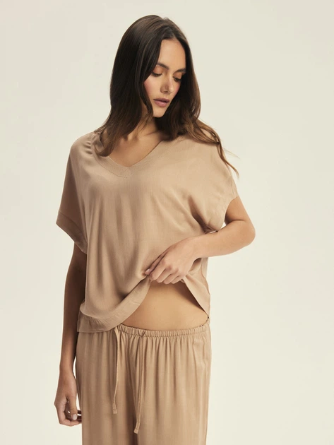 Піжама (футболка + штани) жіноча Esotiq Corenso 43825-84X XL Пісочна (5903972695555) - зображення 3