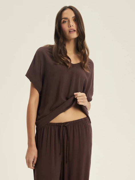 Піжама (футболка + штани) жіноча Esotiq Corenso 43825-89X S Коричнева (5903972695449) - зображення 3