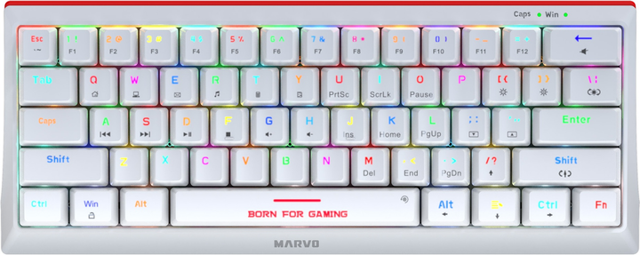 Клавіатура дротова Marvo KG962G Hecate 61R Jixian Red USB White (KG962G WH EN-R) - зображення 1