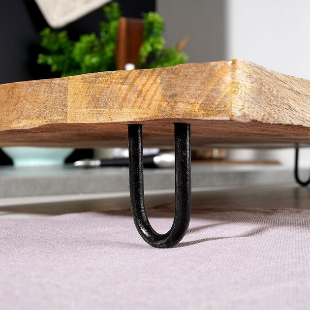 Deska do serwowania Vilde drewniana na nóżkach Beżowa 49 x 25 cm (8719987023361) - obraz 9