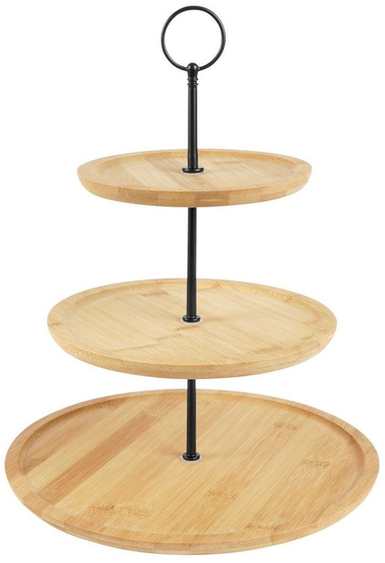 Підставка Excellent Houseware бамбукова 3-рівнева Коричнева 35 см (8721037069441) - зображення 1