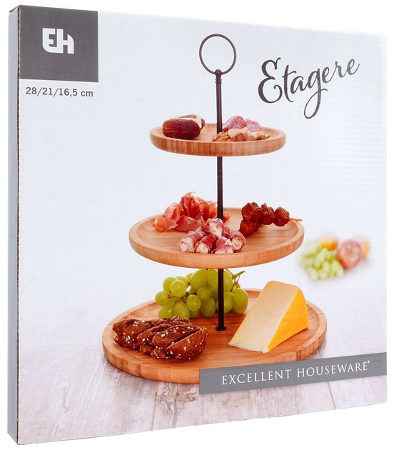 Підставка Excellent Houseware бамбукова 3-рівнева Коричнева 35 см (8721037069441) - зображення 4