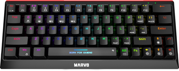 Клавіатура бездротова Marvo KG962W Hecate 61WR Jixian Red USB/Wireless Black (KG962W EN-R) - зображення 4