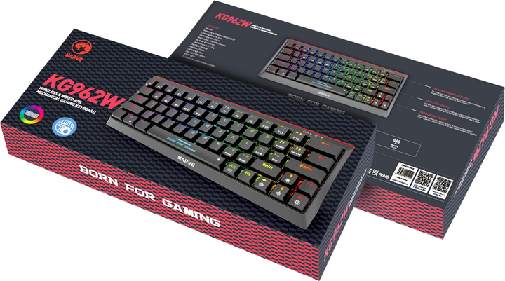 Клавіатура бездротова Marvo KG962W Hecate 61WR Jixian Red USB/Wireless Black (KG962W EN-R) - зображення 6
