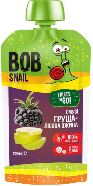 Пюре фруктовое Bob Snail Смузи Груша - Лесная ежевика пастеризованное 120 г - изображение 2