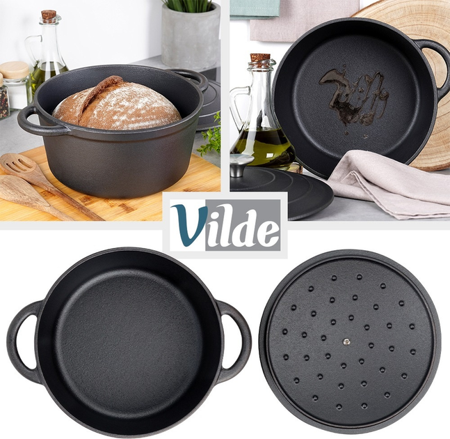 Каструля чавунна Vilde Cast Line з кришкою Чорна 3.9 л (5900670102286) - зображення 6