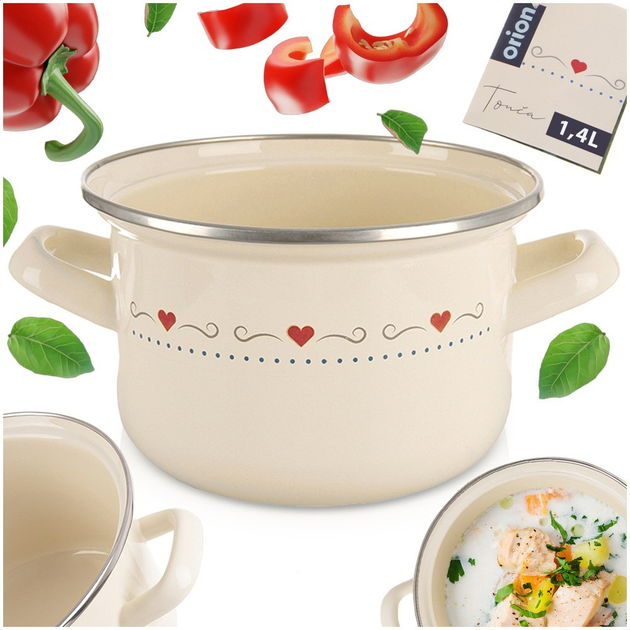 Каструля емальована Orion Tonca Кремова 1.4 л (8592381228378) - зображення 5