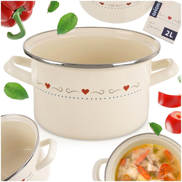 Каструля емальована Orion Tonca Кремова 2 л (8592381228392) - зображення 6