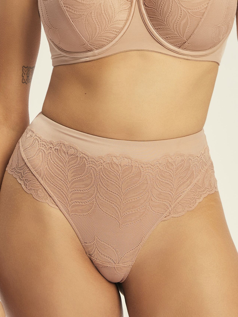 Majtki brazyliany damskie z wysokim stanem Esotiq Korin 43587-84X XL Beżowe (5903972613627) - obraz 1