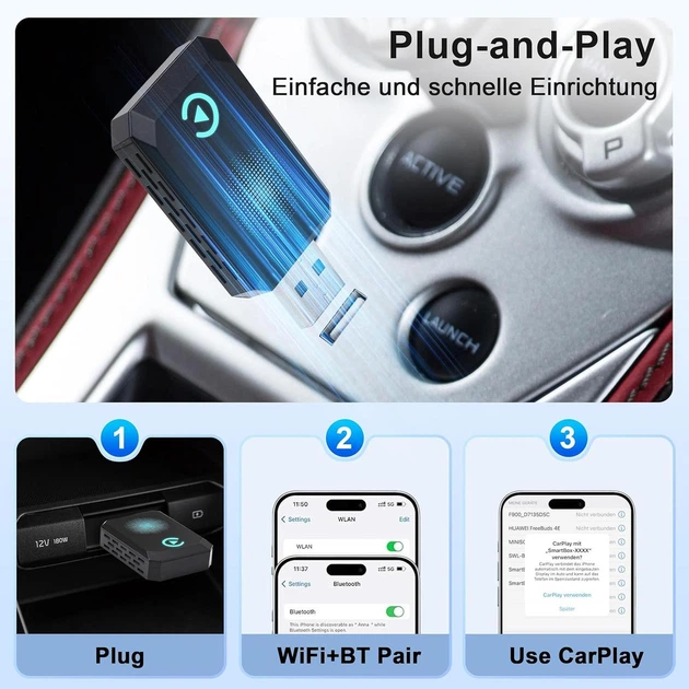 Карплей беспроводной адаптер для авто для iPhone iOS 10+, преобразование проводного CarPlay для машин с 2016 г - изображение 3