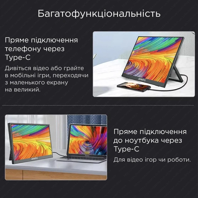Монитор портативный Anmite 16" A160W03 - Фото 2 Монитор портативный Anmite 16" A160W03 - изображение 2