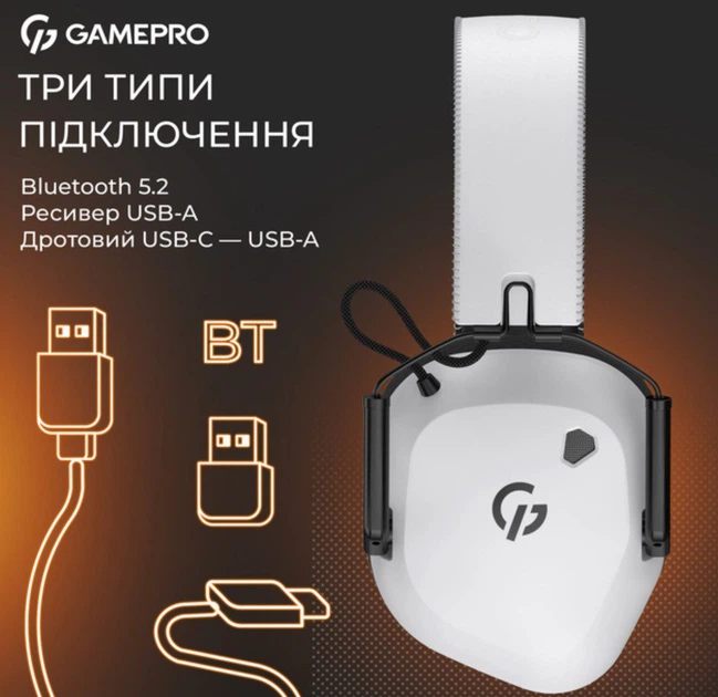 Игровые наушники GamePro HSW-120-W Wireless Mercury Genesis Pro White - изображение 4