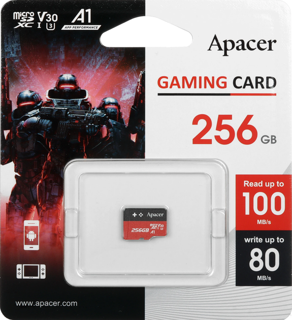 Karta pamięci Apacer microSDXC 256GB UHS-I U3 (AP256GMCSX10U7-RAGC) - obraz 1