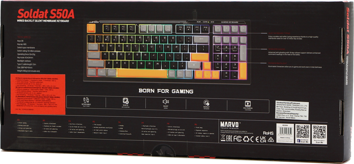 Klawiatura przewodowa Marvo K638A Soldat S50A USB Black (6932391935859) - obraz 6