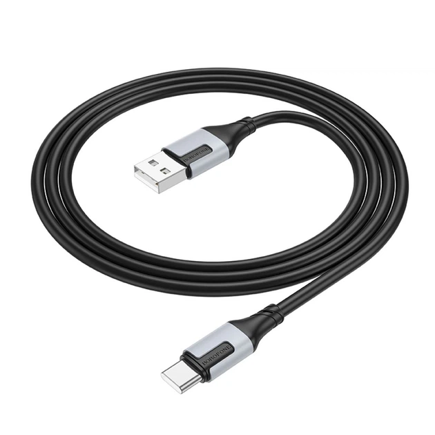 Кабель BOROFONE BX101 USB to Type-C data 3A 1m чорний - Фото 2 Кабель BOROFONE BX101 USB to Type-C data 3A 1m чорний - зображення 2