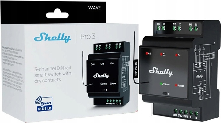 Inteligentny przekaźnik Shelly Wave PRO 3 EU LR (3800238071998) - obraz 3
