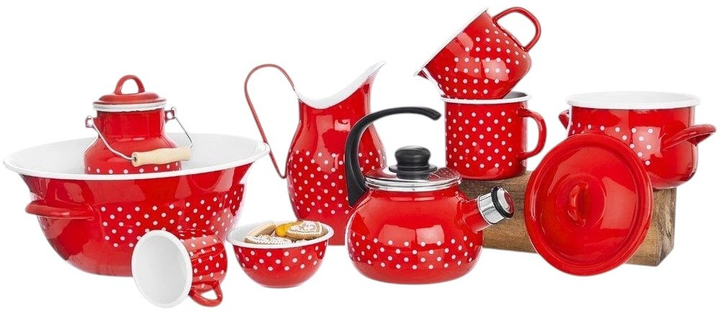 Kubek Orion Tecka emaliowany w grochy Czerwony 800 ml (8592381160401) - obraz 2