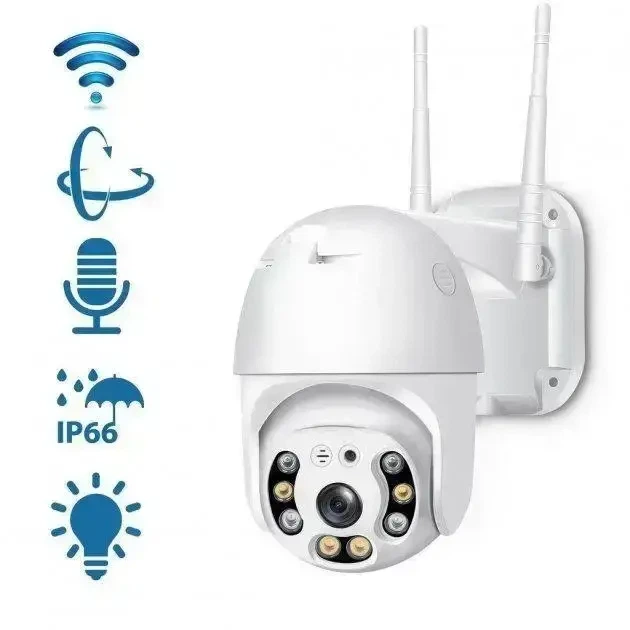Уличная поворотная IP-камера A8 Wi-Fi ICSSE / 4mp 360 (A8) monitor ICSSE День/ночь система видеонаблюдения с микрофоном - изображение 3