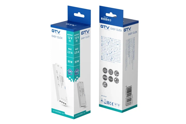 Трансформатор GTV SLIM EASY CLICK 12V 30W з проводом і miniAMP (00051583) - изображение 4