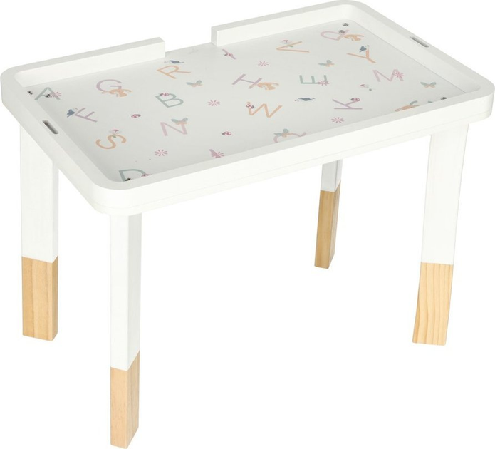 Drewniany stolik edukacyjny Ikonka LULILO LUDO sensoryczny 2w1 różowy (5903039751026) - obraz 3