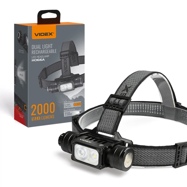 Налобный светодиодный фонарик VIDEX VLF-H066A 2000Lm 5000K – фото