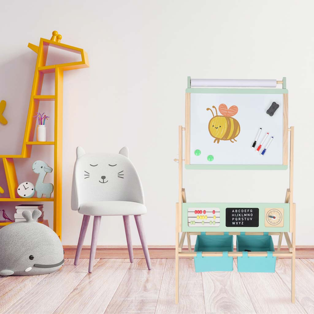 Tablica magnetyczna kredowa Ikonka LULILO Kredo dwustronna, kredy, markery, magnesy, kosze (5903039767096) - obraz 15