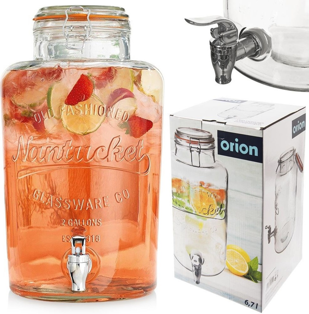 Скляна банка для напоїв Orion з краником 6.7 л (8592381189440) - зображення 6