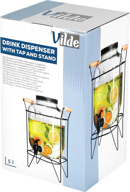 Скляна банка для напоїв Vilde з краником і підставкою Чорна 4.2 л (5904316470920) - зображення 3