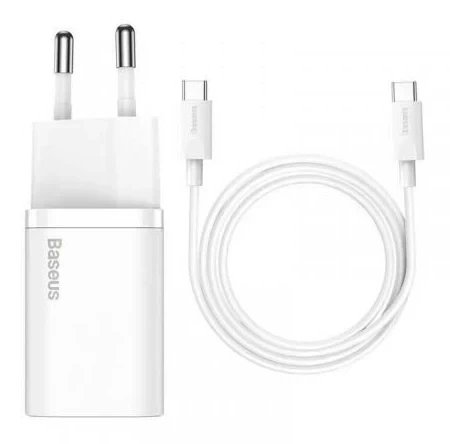 Зарядное Устройство Baseus Super Silicone PD Charger 25W (1Type-C) + Кабель Type-C-Type-C (1m) white - Фото 4 Зарядное Устройство Baseus Super Silicone PD Charger 25W (1Type-C) + Кабель Type-C-Type-C (1m) white - изображение 4