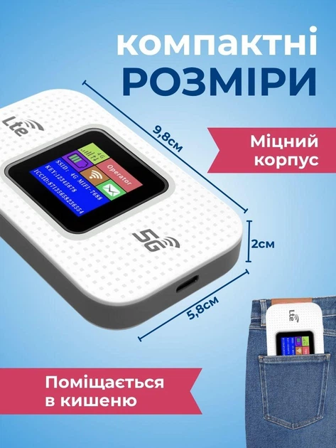Портативный модем с экраном 4G/5G Wireless Mobile Wi-Fi Pro MF68E