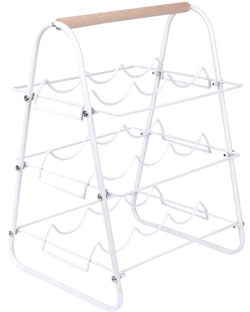 Підставка для вина Excellent Houseware металева на 9 пляшок Біла 33 x 29 x 46 см (8720573226486) - зображення 4
