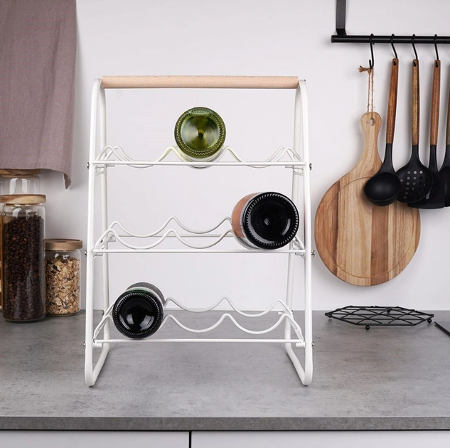 Підставка для вина Excellent Houseware металева на 9 пляшок Біла 33 x 29 x 46 см (8720573226486) - зображення 8