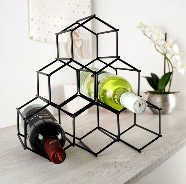 Підставка для вина Vilde металева на 6 пляшок Чорна 29.5 x 28.5 см (5904316422929) - зображення 7