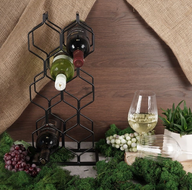 Stojak na wino Vilde metalowy na 8 butelek Czarny 23 x 48 cm (5904316404055) - obraz 6