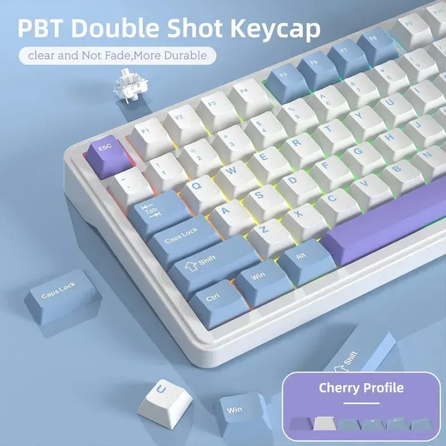 Игровая беспроводная механическая клавиатура ATTACK SHARK X85 / Три режима подключения / White Jade Switch / White - изображение 6