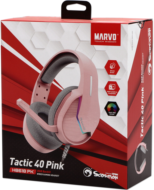 Навушники Marvo Tactic 40 RGB-LED Pink (H8618 PK) - зображення 7