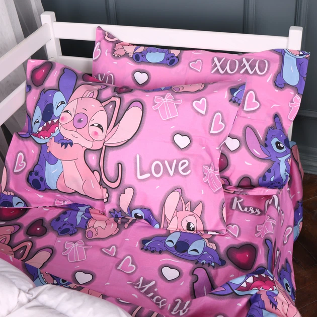Простирадло MirSon Дитяче 110х160 см 17-0871 Stitch & Angel Pink Kids Time (2200012152256) - зображення 2