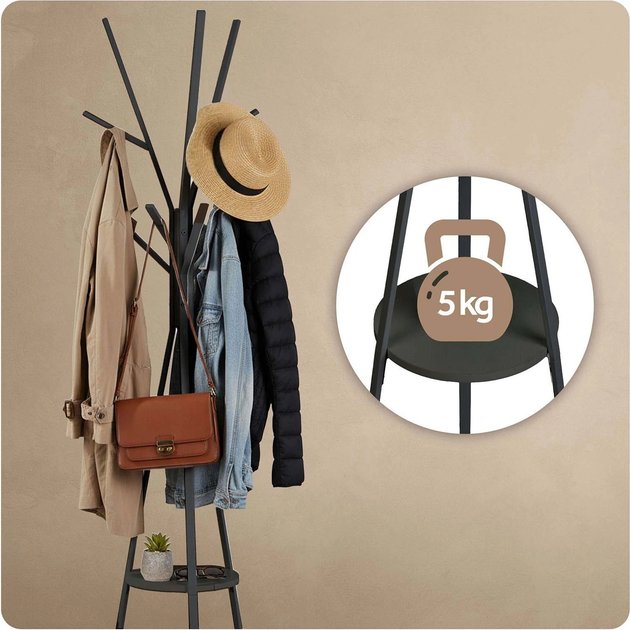 Wieszak na ubrania stojący Massido MS-869 metalowy z półką (5903890631376) - obraz 3