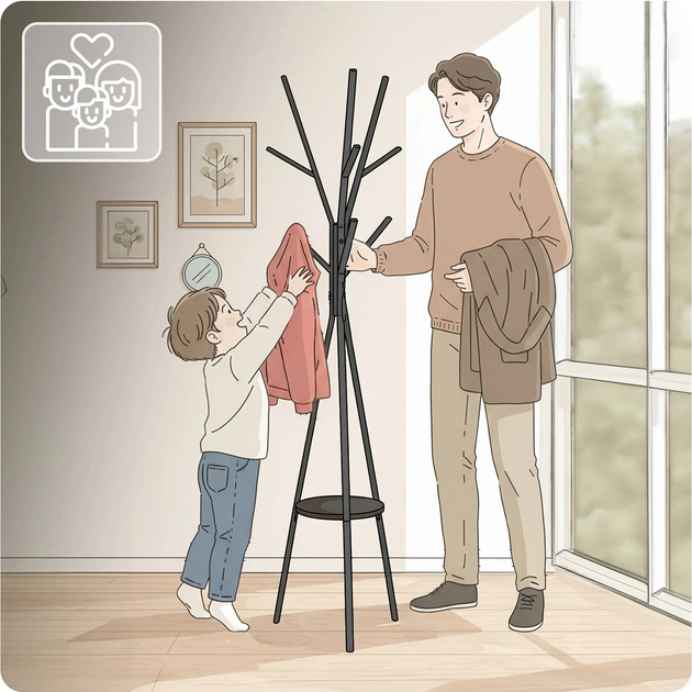 Wieszak na ubrania stojący Massido MS-869 metalowy z półką (5903890631376) - obraz 8