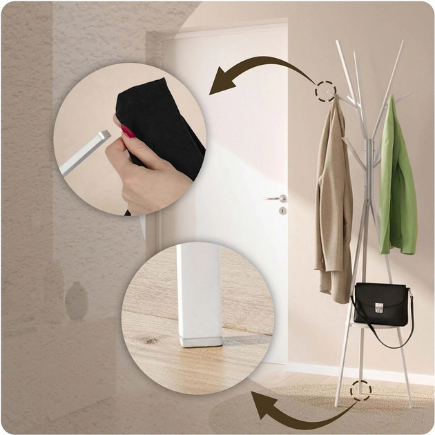 Wieszak na ubrania stojący Massido MS-869 metalowy z półką Biały (5903890631390) - obraz 7